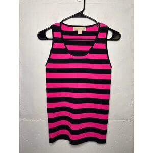 Michael Kors Black Pink Striped Tank Top Womens Size Small